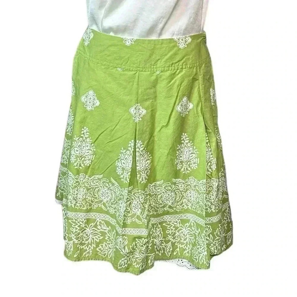 Talbots Dresses & Skirts - Talbots Spring Green White Garden Party Skirt with White Eyelet-Trimmed Lining